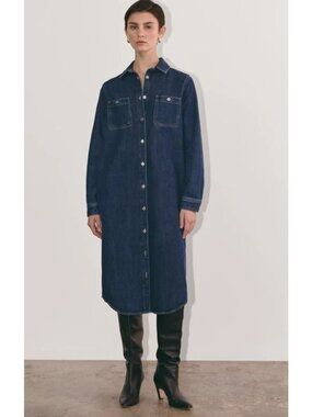 Everlane The Denim Shirt Dress Tencel Stone Women's Size Large New With Tags!